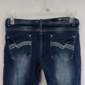 Red Rivet White Washed Ripped Capri's Size 11